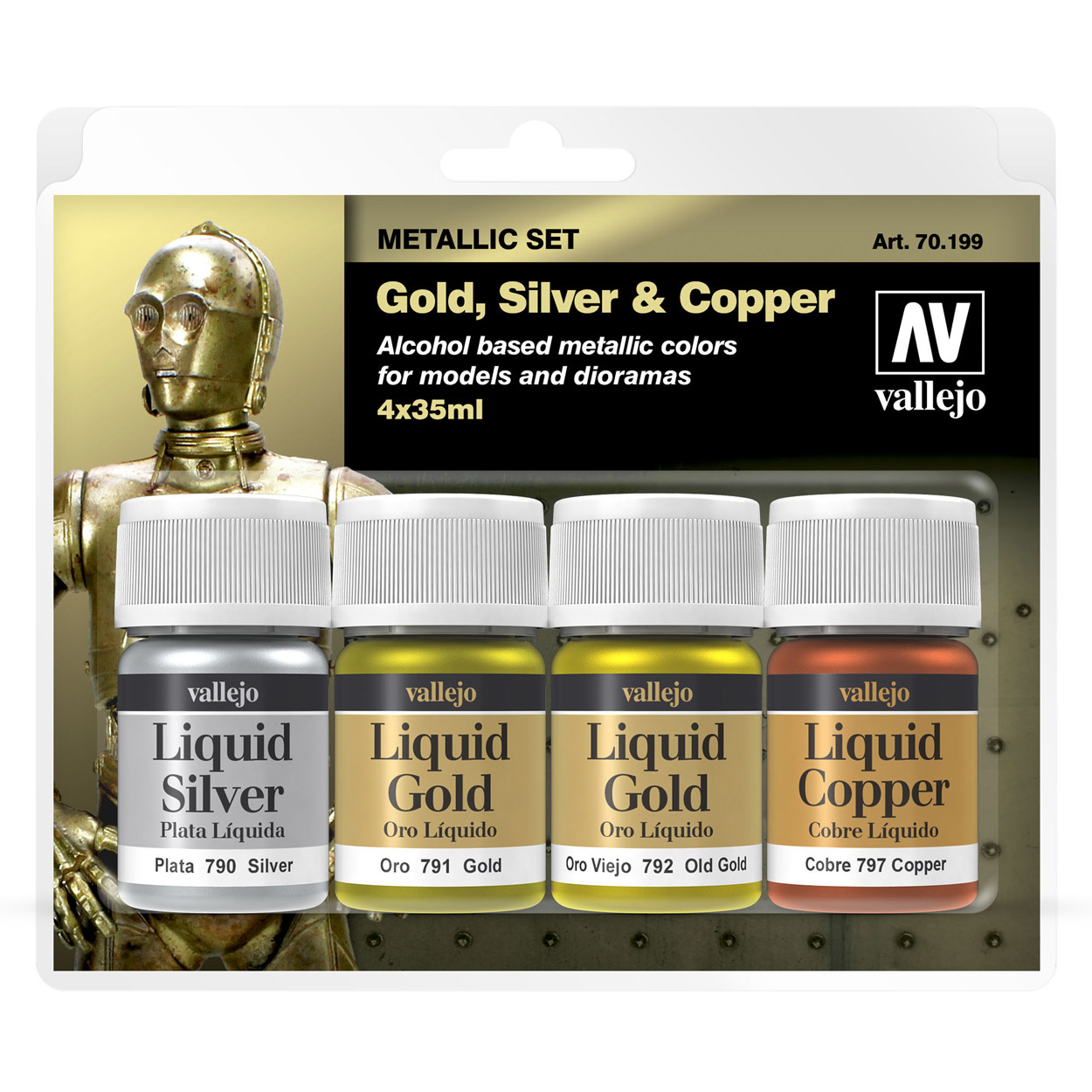Vallejo Model Color Liquid Gold Set 4 colors 35ml 70199 Scenery