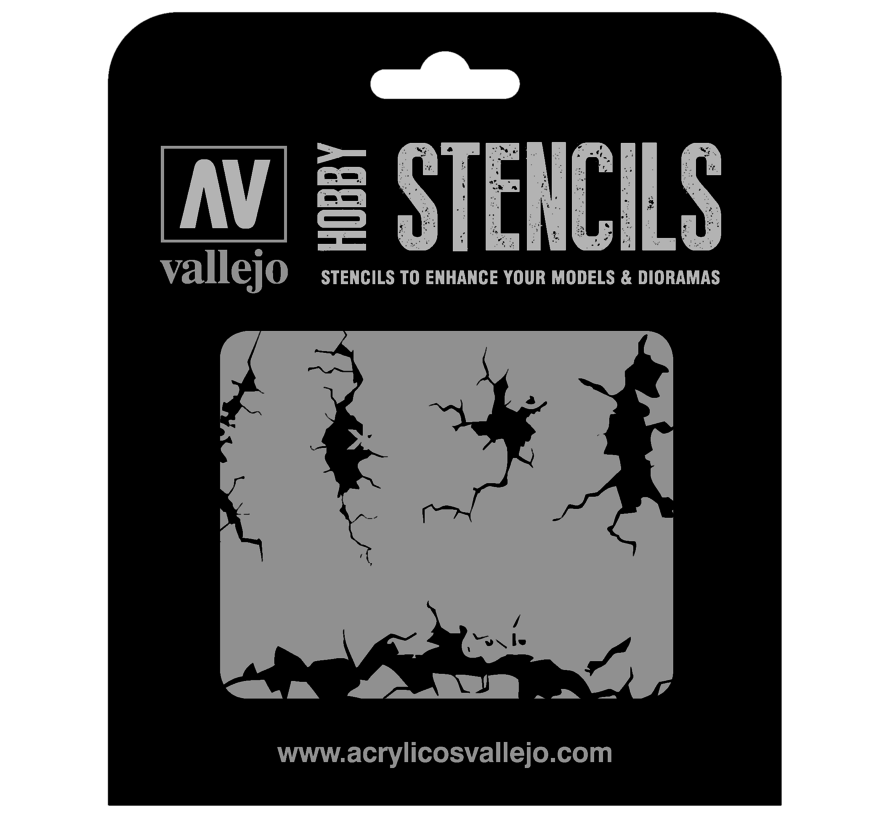 Vallejo ST-TX001 Cracked Wall Stencil - Texture Stencil For Model Painting And Craft Projects