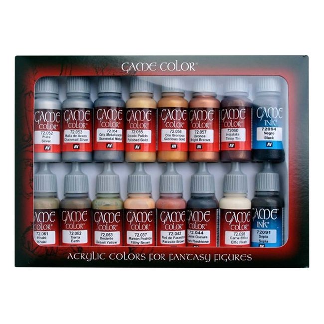 Vallejo Game Color Set Leather and Metal - 16 colors - 17ml - 72291