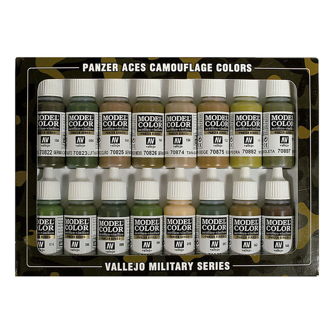 Vallejo Model Color Panzer Aces Camouflage Colors - 16 Colors - 17ml - 70179