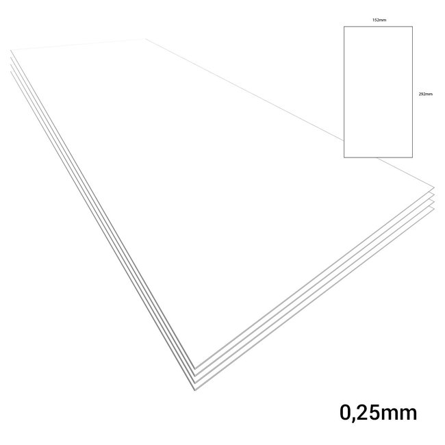 Evergreen Evergreen Plasticard White - 0,25mm - 152x292mm - 4x - 9010