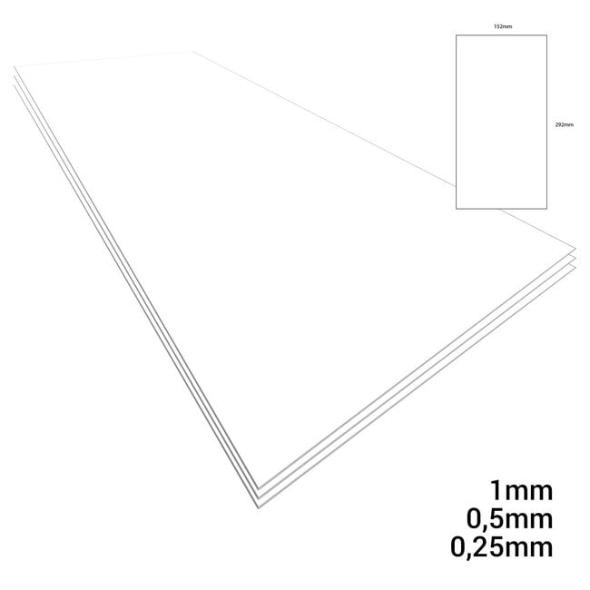 Evergreen Evergreen Plasticard White Assortment - 152x292mm - 3x - 9008