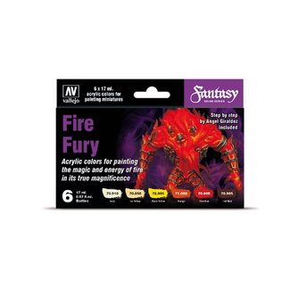 Vallejo Fire and Fury Fantasy Color Series - 6 kleuren - 17ml - 70243