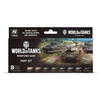 Vallejo World of Tanks Miniatures Game Paint Set - 8 colors - 17ml - 70245