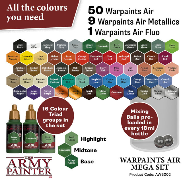 The Army Painter Warpaints Air Mega Set - 50 kleuren - 18ml - AW8002