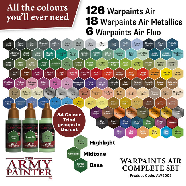 The Army Painter Warpaints Air Complete Set - 126 colors - 18ml - AW8003