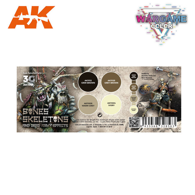 AK interactive Bones and Skeleton Wargame Color Set - 4 colors - 17ml - AK1069