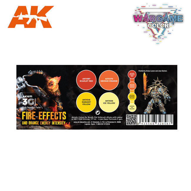 AK interactive Fire Effects Wargame Color Set - 4 kleuren - 17ml - AK1071