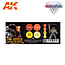 AK interactive Fire Effects Wargame Color Set - 4 kleuren - 17ml - AK1071