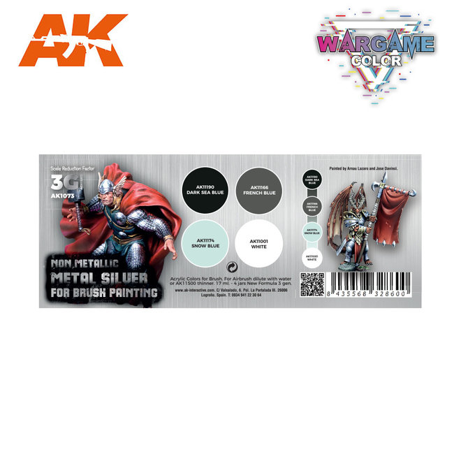 AK interactive Non Metallic Metal Silver Wargame Color Set - 4 kleuren - 17ml - AK1073