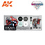 AK interactive Non Metallic Metal Silver Wargame Color Set - 4 colors - 17ml - AK1073