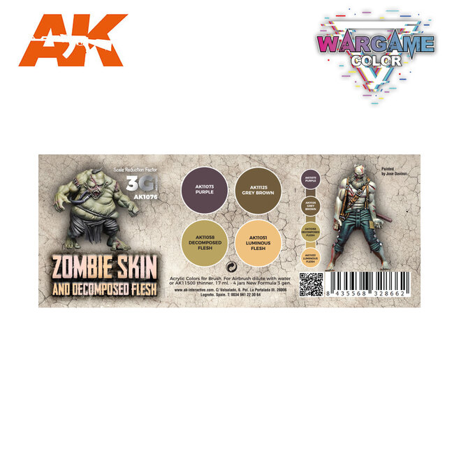 AK interactive Zombie Skin Wargame Color Set - 4 kleuren - 17ml - AK1076