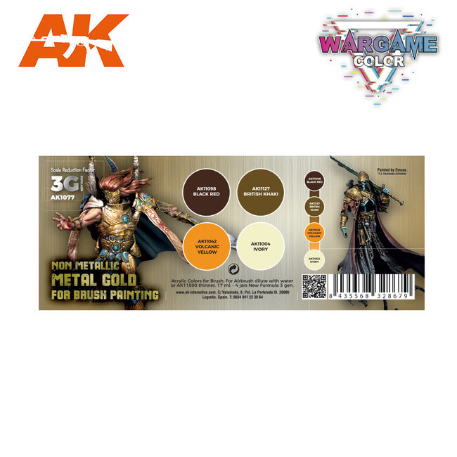 AK interactive Non Metallic Metal Gold Wargame Color Set - 4 colors - 17ml - AK1077