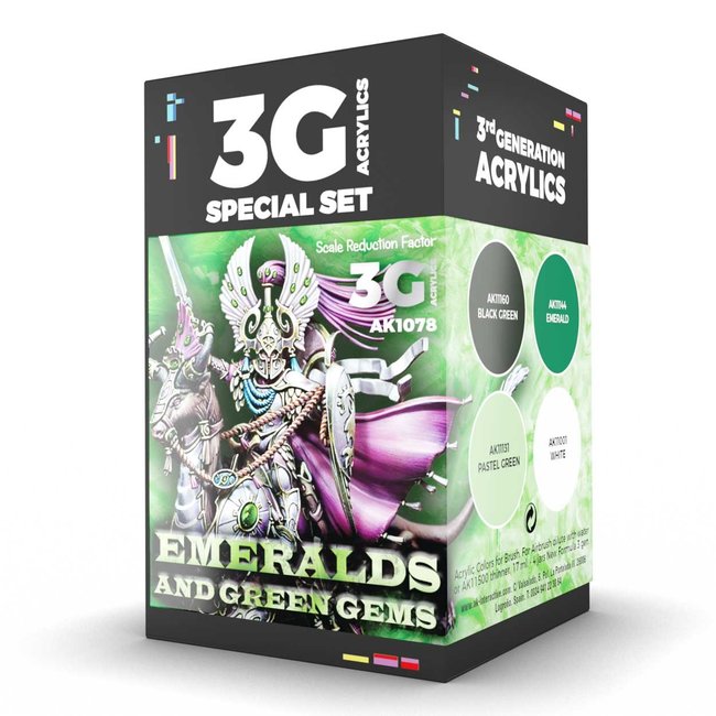 AK interactive Emeralds and Green Gems Wargame Color Set - 4 kleuren - 17ml - AK1078