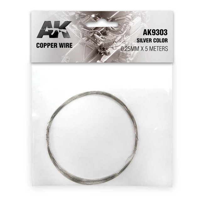 AK interactive Copper Wire 0.25mm x 5 meters Silver Color - AK9303