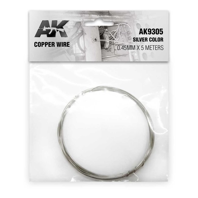 AK interactive Copper Wire 0.45mm x 5 meters Silver Color - AK9305