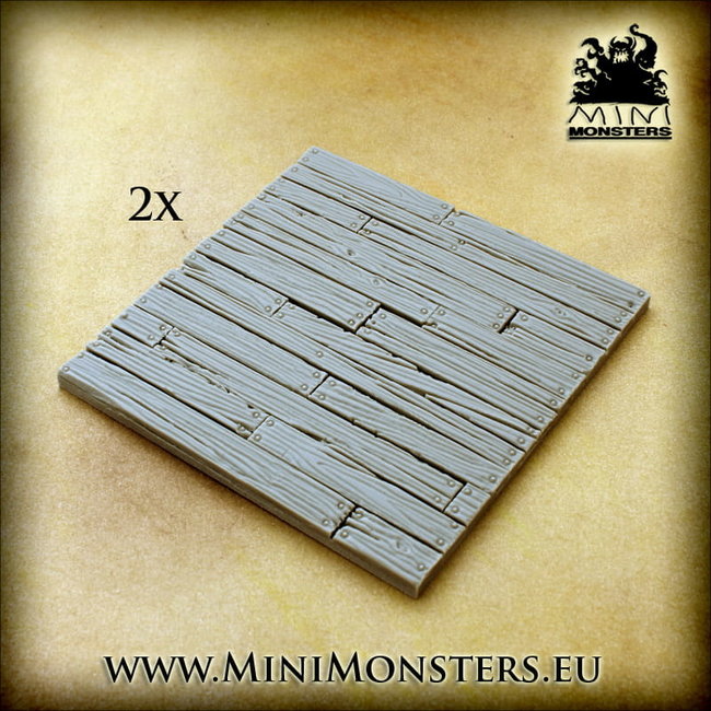 Mini Monsters Wooden Floor 9cmx9cm - 2x - MM-0121