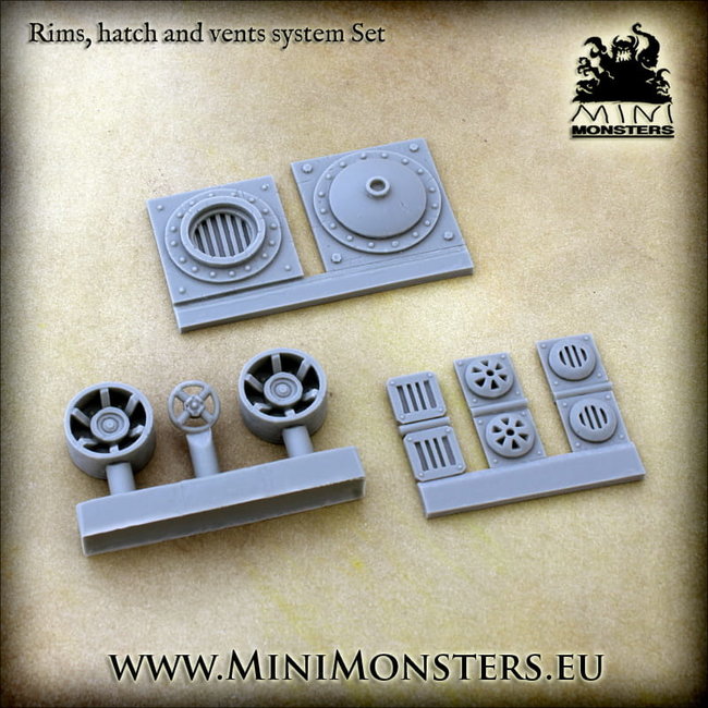 Mini Monsters Rims, Hatch, Vent Systems - 10x - MM-0124