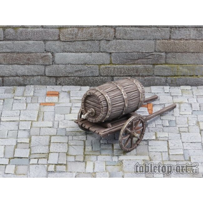 Tabletop-Art Small Cart with Barrel - TTA800035