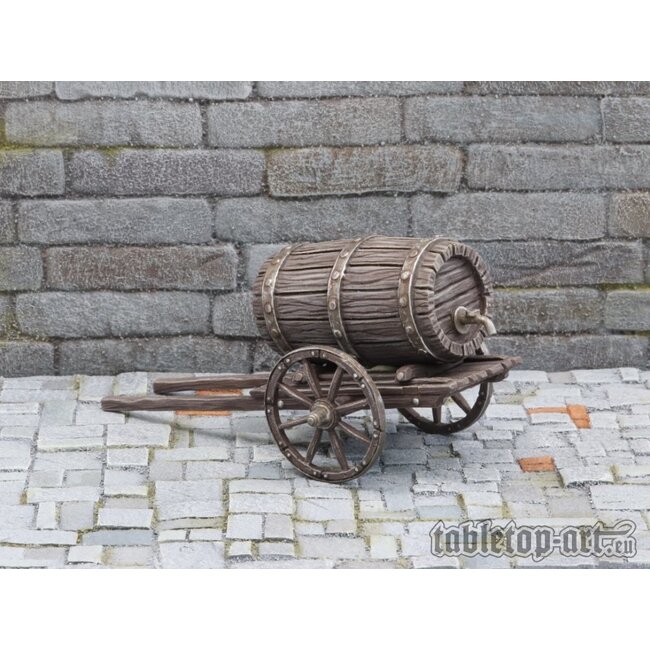 Tabletop-Art Small Cart with Barrel - TTA800035