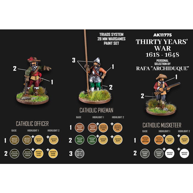 AK interactive Thirty Years War 1618-1648 Signature set by Archiduque - 18 colors - 17ml - AK11776