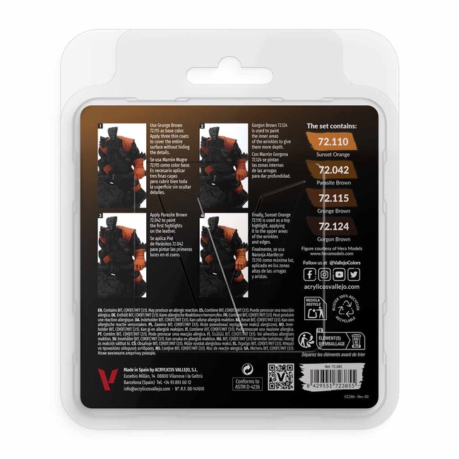 Vallejo Leather Set - 4 kleuren - 18ml - 72385