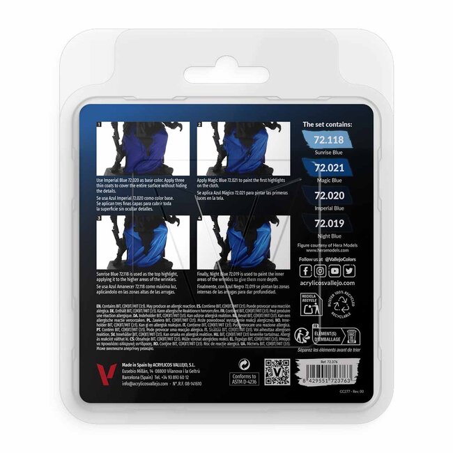 Vallejo Blue Color Set - 4 kleuren - 18ml - 72376