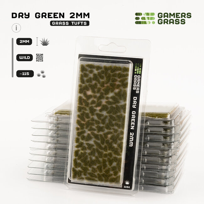 Gamers Grass Dry Green Wild Tuft 2mm - GG2-DGR