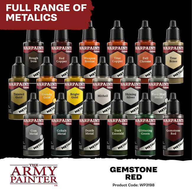 The Army Painter Gemstone Red Metallic Warpaints Fanatic Acrylic Paint - 18ml - WP3198