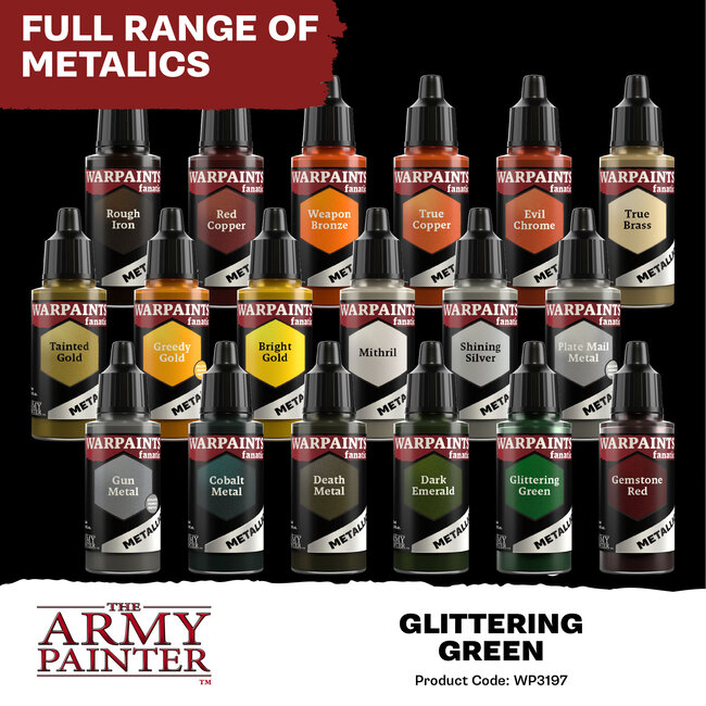 The Army Painter Glittering Green Metallic Warpaints Fanatic Acrylic Paint - 18ml - WP3197