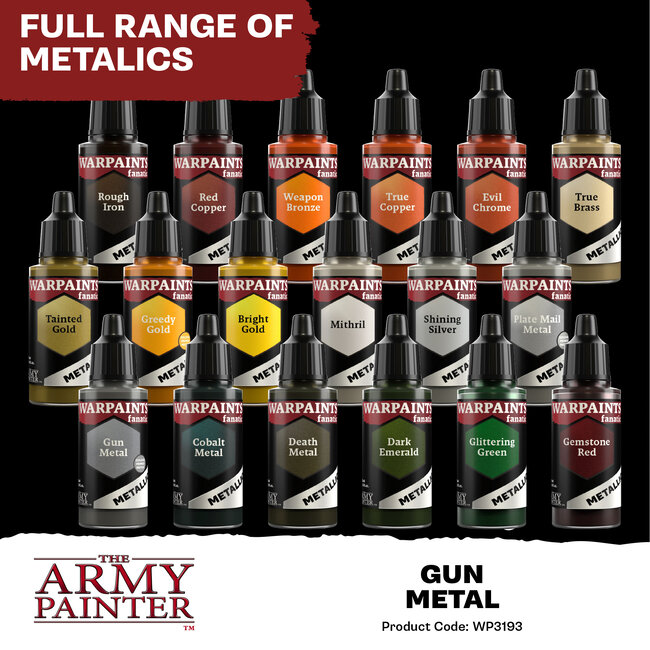 The Army Painter Gun Metal Metallic Warpaints Fanatic Acrylic Paint - 18ml - WP3193