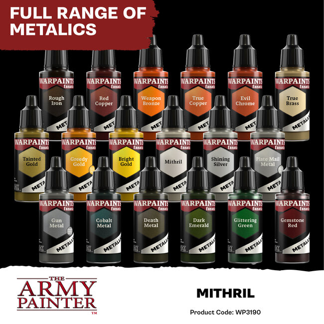 The Army Painter Mithril Metallic Warpaints Fanatic Acrylic Paint - 18ml - WP3190