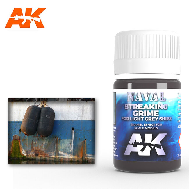 AK interactive Streaking Grime For Light Grey Ships  - Naval Ships Weathering - Streaking - 35ml - AK305