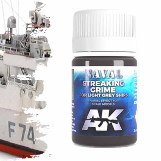 AK interactive Streaking Grime For Light Grey Ships  - Naval Ships Weathering - Streaking - 35ml - AK305 - image