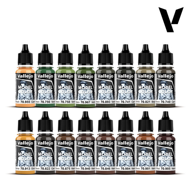 Vallejo Model Unifo German Camouflage Uniforms WWII - 16 colors - 18ml - 70261
