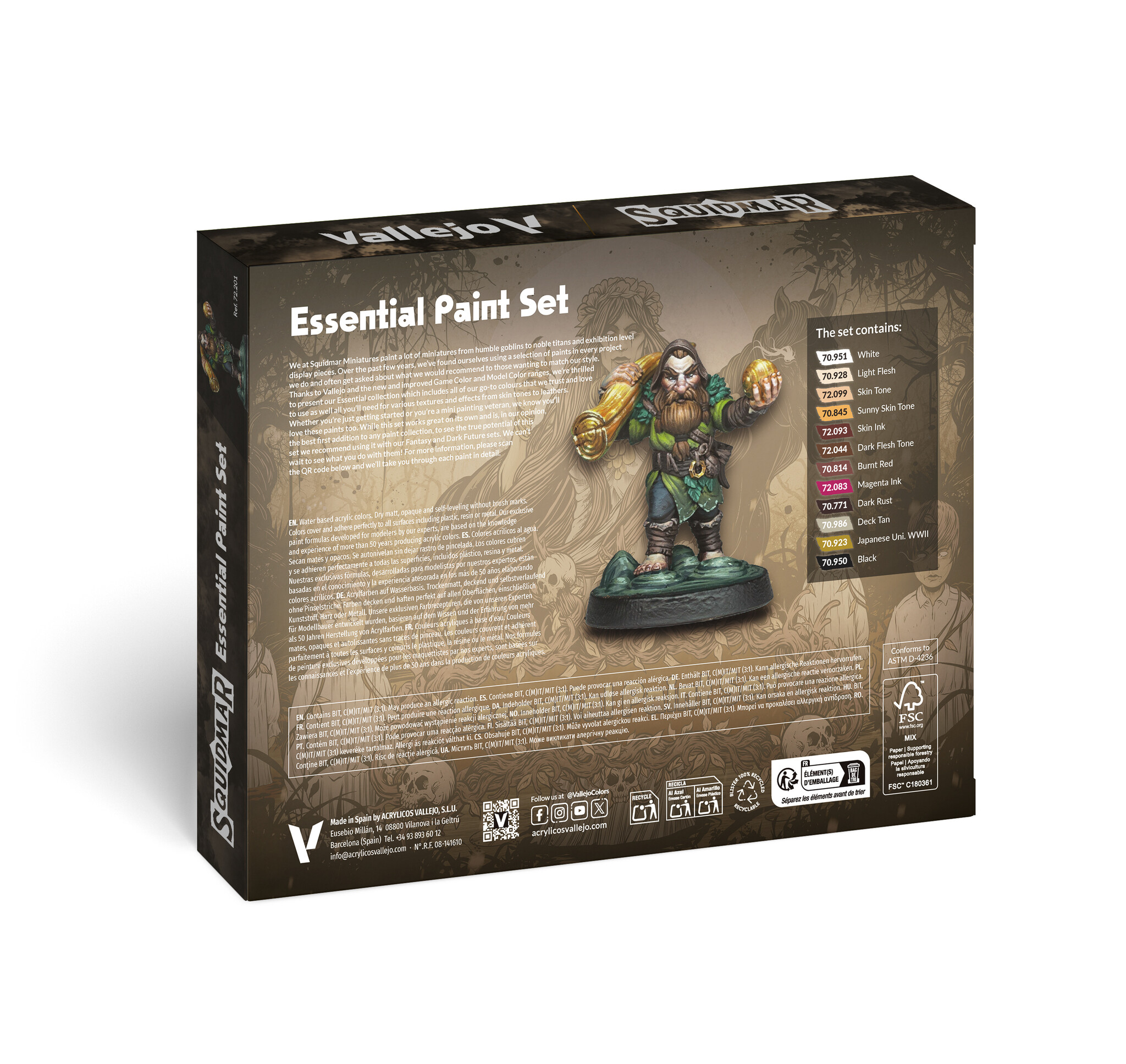 Vallejo Essential Paint Set by Squidmar Miniatures - 12 colors - 1 ...