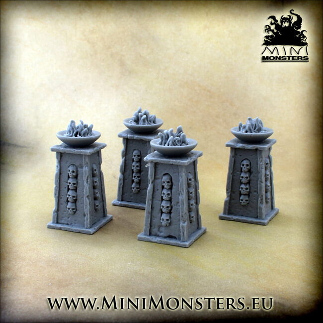 Mini Monsters Cursed Tomb Flame Plinths - 4x - MM-0152