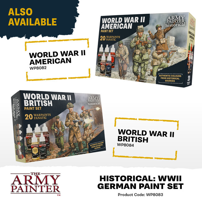 The Army Painter Warpaints Fanatic Historical: WWII German Paint Set – 20 colors - WP8083