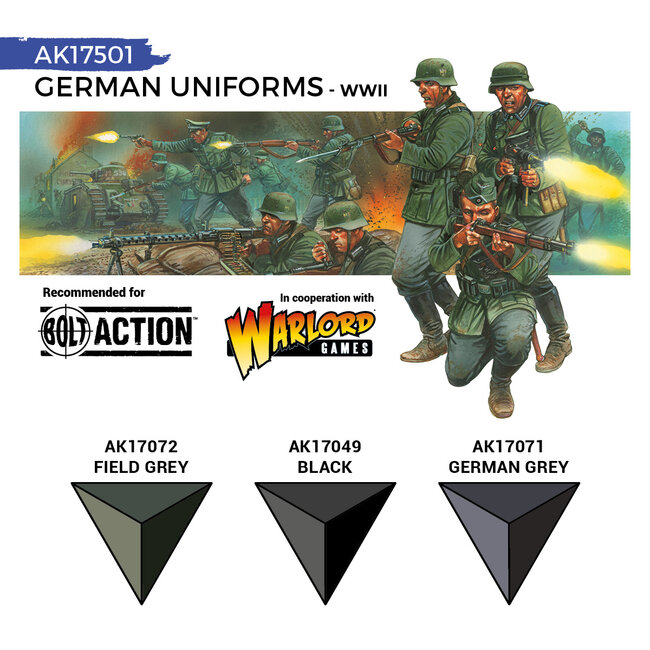 AK interactive German Uniforms Quick Gen Set - 3 colors - 18ml - AK17501