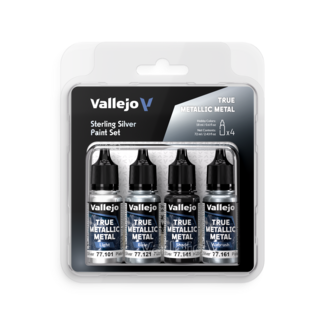 Vallejo Sterling Silver True Metallic Metal Paint Set - 4 kleuren - 18ml - 77251 - image