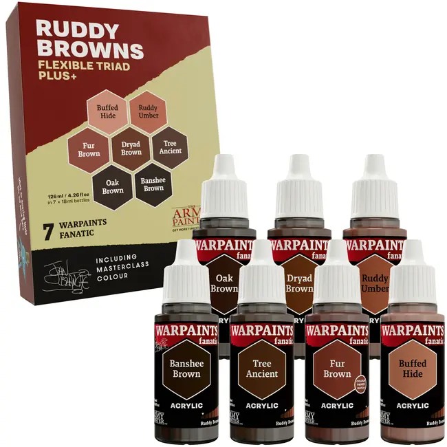 The Army Painter Warpaints Fanatic: Ruddy Browns Flexible Triad PLUS+ - 7 kleuren - 18ml - WP8089
