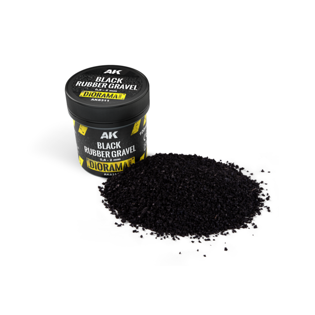 AK interactive Black Rubber Gravel 0,8-2mm - 100ml - AK8311