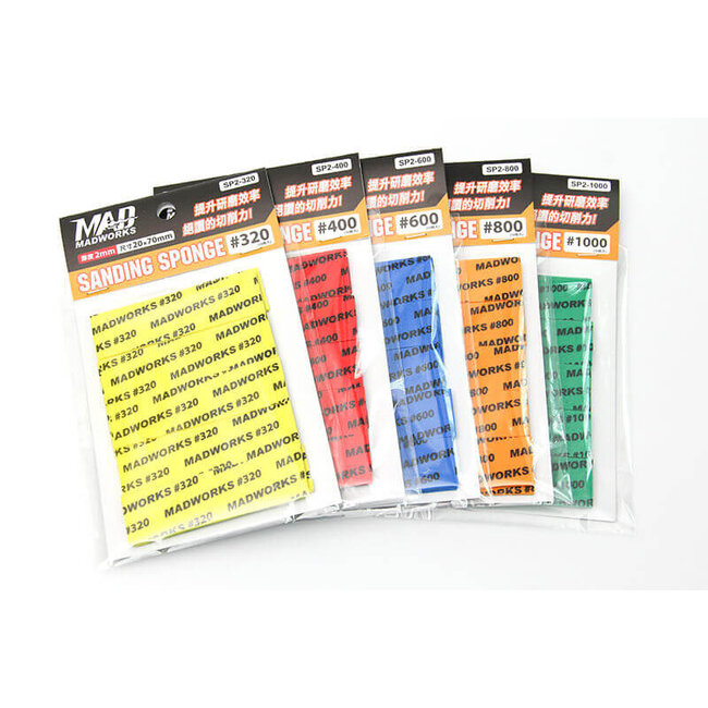 Madworks 2mm Sanding Sponge Combo Pack Standard - 4x 320/400/600/800/1000  - SP2-000