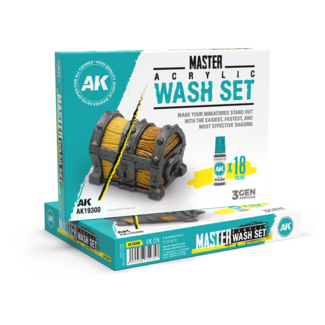 AK interactive Master Acrylic Wash Set Full Range - 18ml - 18 colors - AK19300 - image