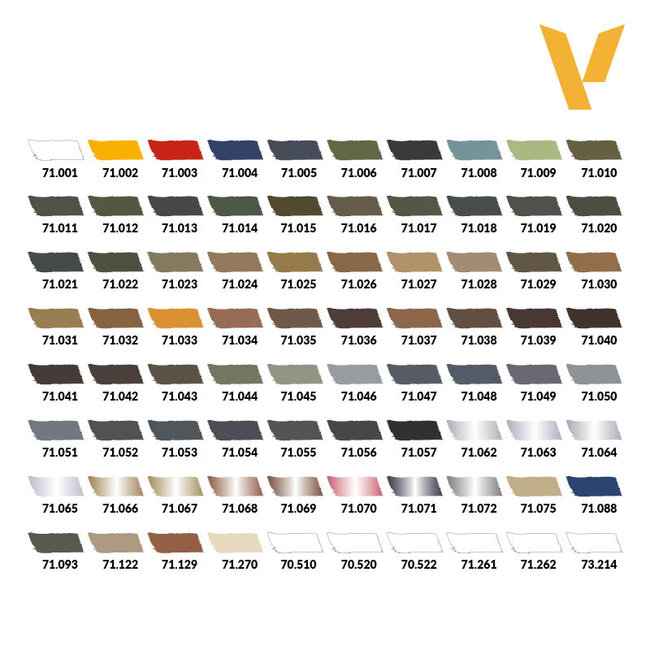 Vallejo Model Air Color Selection - 80 colors - 18ml - 71171