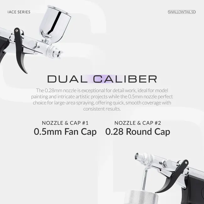 Gaahleri GHAC-Swallowtail SD Ace Series Airbrush - 0.28 & 0.5mm - GAA-43011