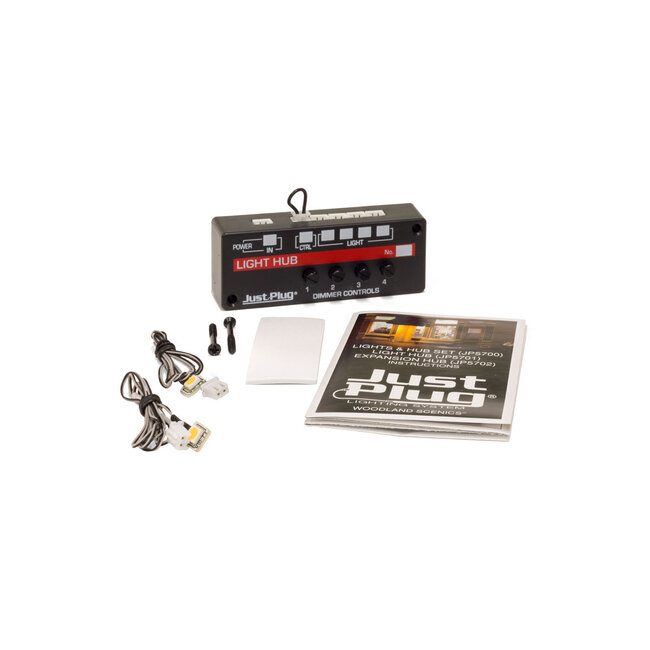 Woodland Scenics Just Plug Lights & Hub Set – Warm White – 2 LED Lights – JP5700