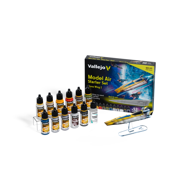 Vallejo Model Air Starter Set – 12 kleuren - 18ml - sci-fi-miniatuur – 71647