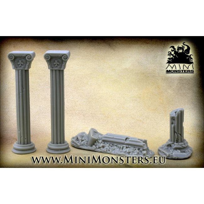 Mini Monsters Ionic Ruined Columns - 4x - MM-0010