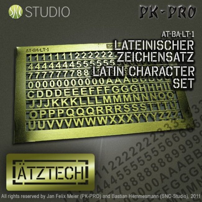 Ätztech Ätztech Latin Character Set 1 - Photo-Etch - AT-BA-LT-1